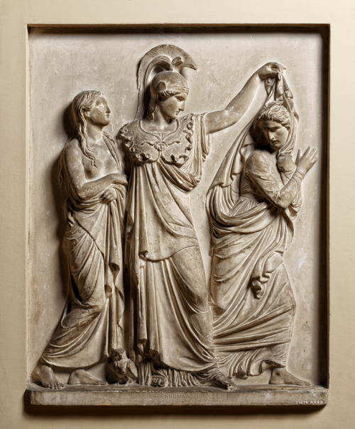 hildegardavon: greekromangods Bertel Thorvaldsen, 1770-1844Minerva, Truth and Lie, 1818, plaster, 76