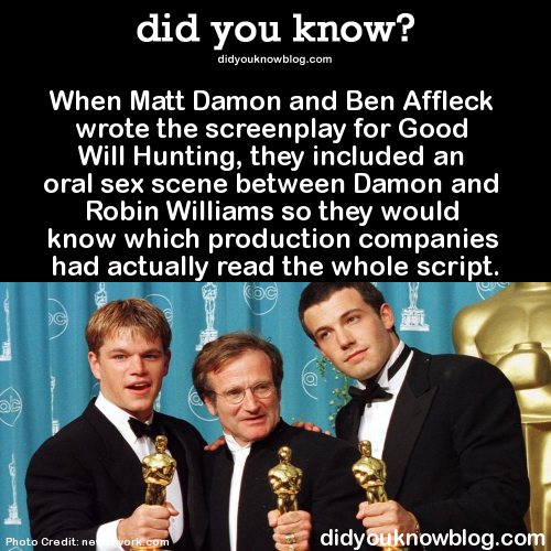 did-you-kno:Meeting between Damon, Affleck, and Harvey Weinstein (as told by the latter on the Graha