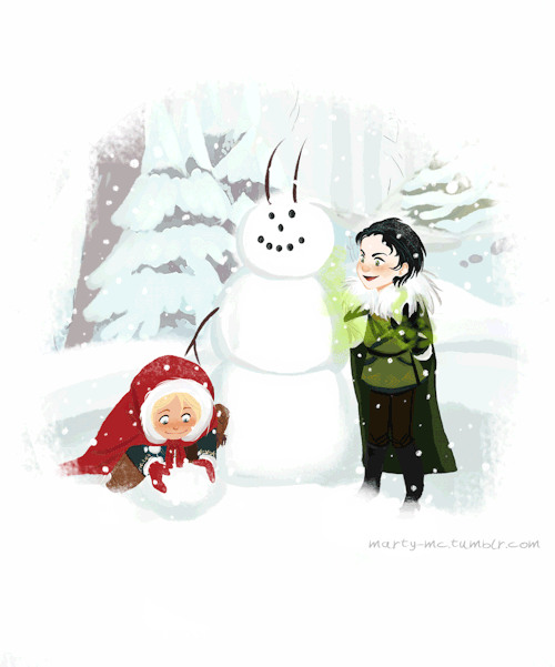 marty-mc:That’s the ugliest snowman I’ve ever drawn seen, Thor. Luckily, Loki is gonna fix it. Merry
