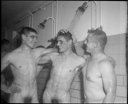 notashamedtobemen:  Vintage buddies in the shower; I love the camaraderie, and seeing how comfortable they are with each other. Brotherly love. Visit http://notashamedtobemen.tumblr.com/archive to see more photos and videos of great guys. 