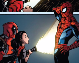 fuckyesdeadpool:  I want awkward conversationsnow that Spiderman knows that Deadpool’s daughter is a person of colorand Deadpool schooled him on white privilegeI want Spiderman to uncomfortably word things, trying not to inadvertently say something