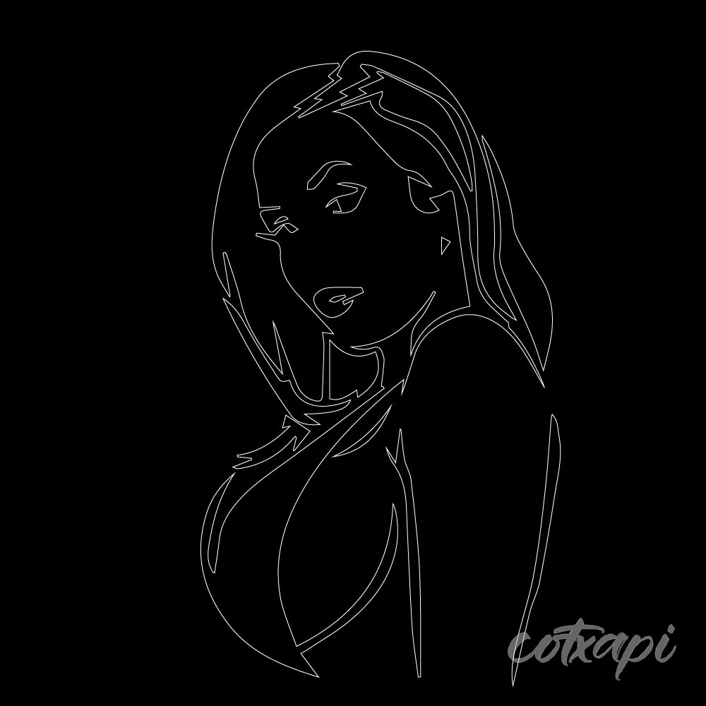 Cute pretty women art, young girls in vector outline art