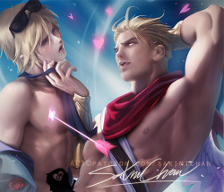 sakimichan: This term BL piece is of Ezeral X Varus from League of Legend &lt;3 PSD/  Hd jpg,video process,steps &gt;https://www.patreon.com/posts/17831707  