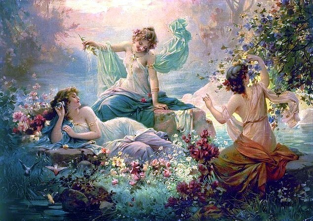 artbeautypaintings:  Nymphs - Hans Zatzka 