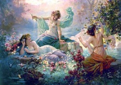 artbeautypaintings:  Nymphs - Hans Zatzka