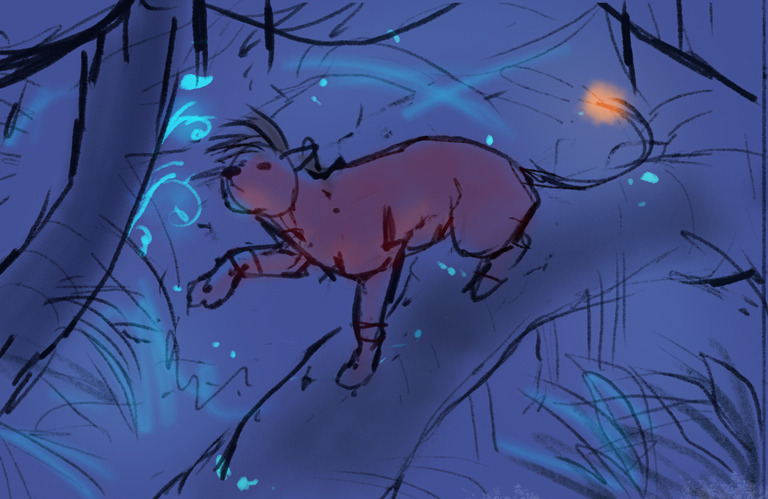 lhuin:  A finished painting of Red XIII/Nanaki and some work in progress images from