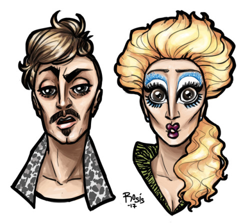 A commission for a friend and a local drag artist of their drag personas, Ghastly Business and Mildr