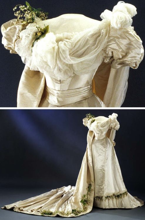 edwardian-time-machine: Wedding dress, probably Swedish, 1897. Source