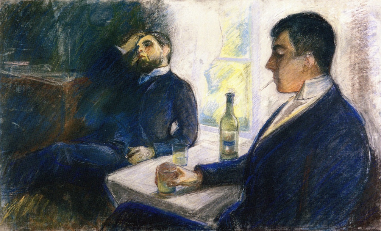 lonequixote:  The Absinthe Drinkers ~ Edvard Munch 