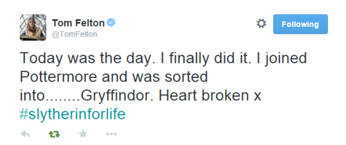 hugvvarts:When Tom Felton got sorted into Gryffindor (x)
