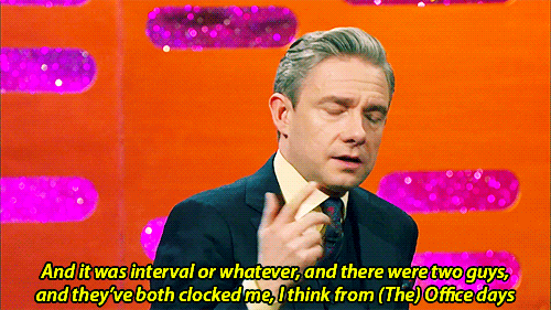 geek-royalty:   Martin Freeman on The Graham Norton Show talks about being recognised
