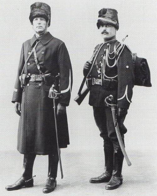 Two non-commisioned officers of the Royal Dutch military constibulary (Koninklijke Nederlandse Marec