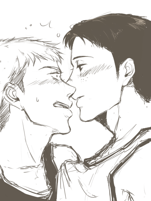 miyajimamizy:  I was gonna do a no plot Basketball!Au fluff. But then again, this is much better. Bascially they’re in a school gym, frickly frackling after this kiss. So yis ~ 