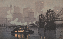 kafkasapartment:  Pittsburgh (Pitsutsuburgu No Yu) 1928. Hiroshi Yoshida. Woodblock in colors