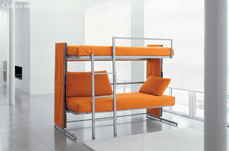 wickedclothes:  Convertible Futon / Bunk Bed Make guests look forward to sleeping