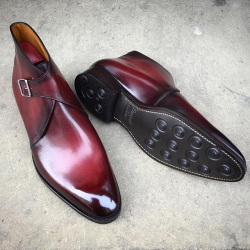 Another chukka. The &ldquo;Cotswold&rdquo; with a coronation red patina. Made to Order on single Dai