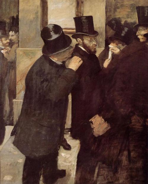 Portraits at the Stock Exchange, 1879, Edgar DegasMedium: oil,canvas
