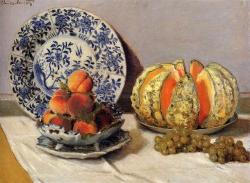 claudemonet-art:    Still Life with Melon  1872  Claude Monet  