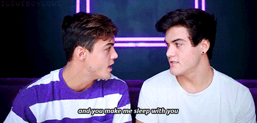 makeugosplat:  It Just Slipped In…Ethan Dolan often asks his brother Grayson to sleep next to him because he’s afraid of the dark. However this time, Ethan turned on his side once they were in bed and asked his brother to hold him. After reading