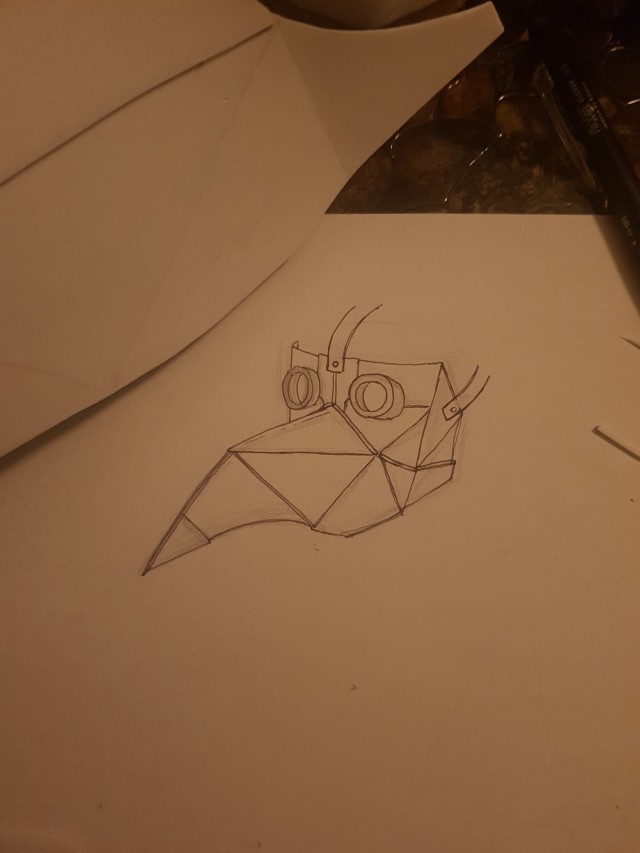 Before I go to bed tonight here's some shitty sketch concept art for the plague doctor mask I'm making. I like the 