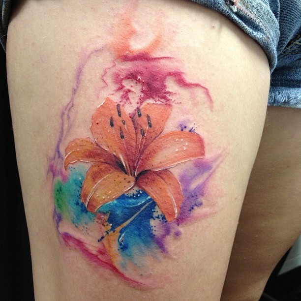 Orchid flower tattoo