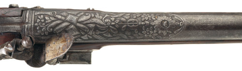 An ornate flintlock musket made in Europe for the Middle Eastern market, 18th century.