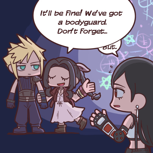 Just want to draw Tifa cute jealous face.Story from Video game FFVII remake, drawn with our style.