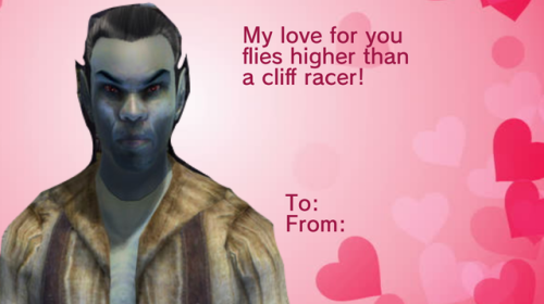 monochromatic–stains: hey check out these oblivion valentine’s day cards i made, i might