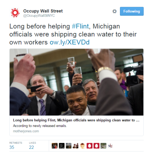 cartnsncreal:  Sign the petition. #ArrestGovSnyder  While the Children in Flint Were Given Poisoned Water to Drink, General Motors Was Given a Special Hookup to the Clean Water. A few months after Governor Snyder removed Flint from the clean fresh water