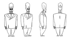 casroder: talesfromweirdland:  Grim Fandango (1998) concept art and model sheets. Great designs by Peter Tsacle and Peter Chan.  I really like this 