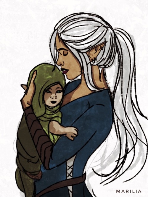 Quick sketch of Nyren with her daughter, Valyra.