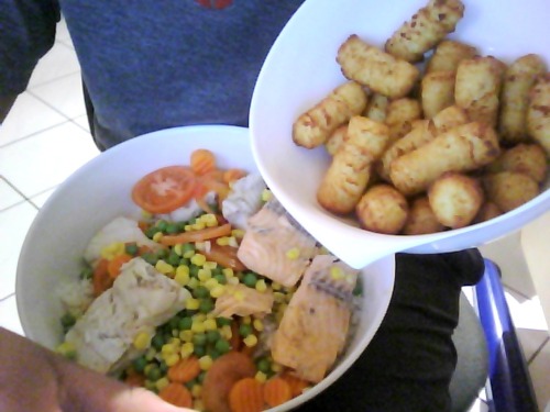 danks-blog:  Here’s another pic of my food, with the croquettes. 