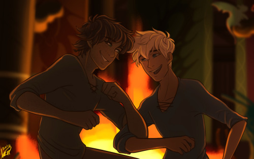 kit-replica:Viking AU partner piece to this.It’s always toasty warm in the Mead Hall so Hiccup