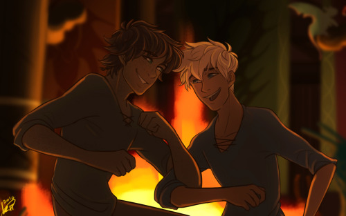 kit-replica:Viking AU partner piece to this.It’s always toasty warm in the Mead Hall so Hiccup and J