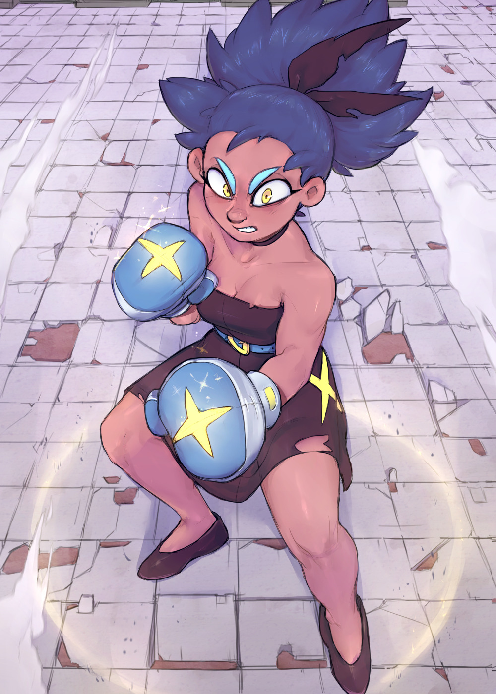 uc77art:Art of @droolingdemon‘s boxing OC, Aster. I liked his New Year’s design