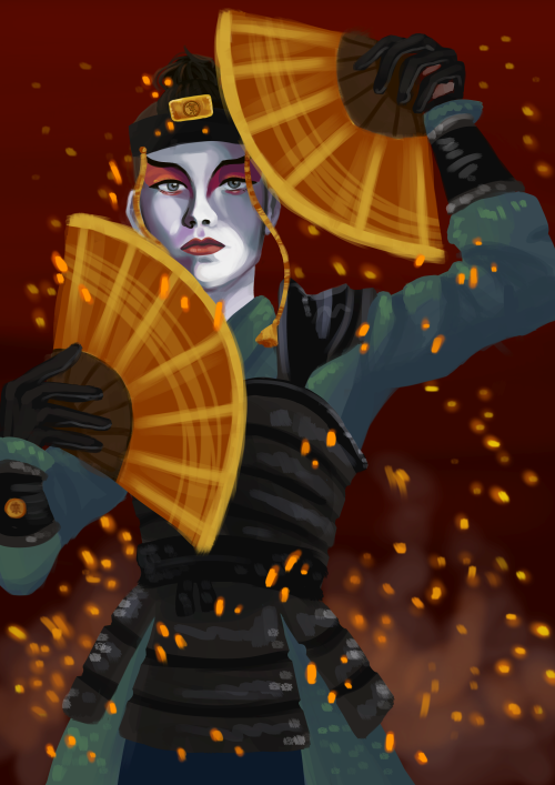 aro-space-case: wekidough: fav boi in the kiyoshi warrior get up [ID: a digital drawing of a nearly 