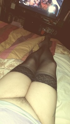 freakycouplelove:  Daddy got my sexy stockings like mommy would wear :-)  