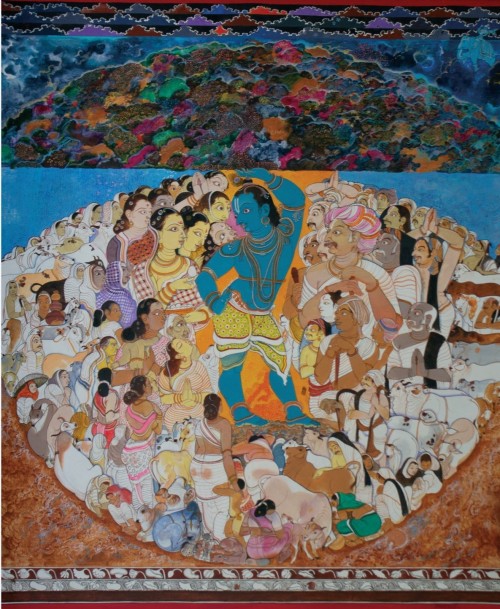 Giridhari, Krishna lifting Govardhan hill by Rayana Giridhar Gowd