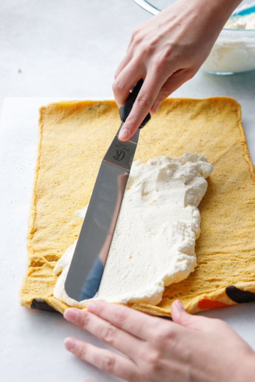 sweetoothgirl: Pumpkin Cake Roll with Mascarpone Whipped Cream