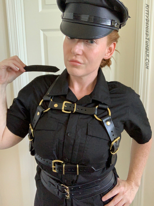 Starting to put together a bossy uniform for slut prison!  Since no boobies showing I guess I can le