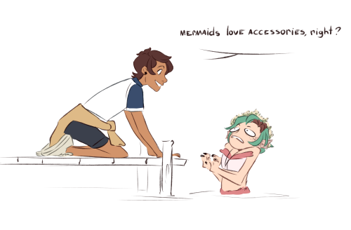 cutetanuki-chan: Luz broke a mermaid :Dand Amity is still a cat even when she’s a mermaidI have more