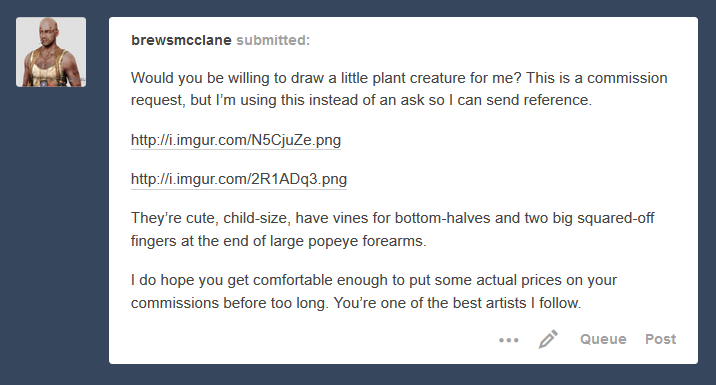discount-supervillain:  as a heads up, if you want to send references, yeah, the