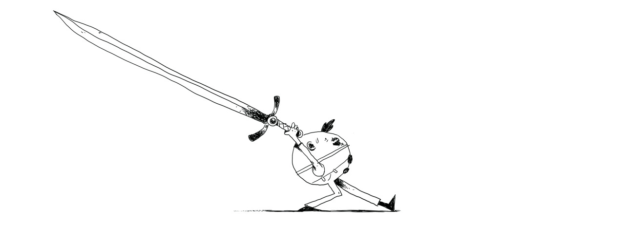 A bit simple but I found he was cute ^^ Number six of the inktober challenge, the theme was : Sword.