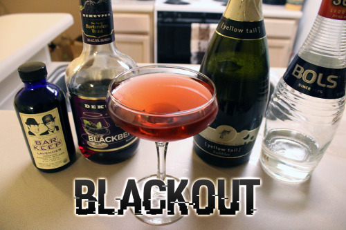Blackout (Watch Dogs cocktail) Ingredients:2 oz Blackberry Brandy1 dash Triple Sec1 dash Lavender Bi