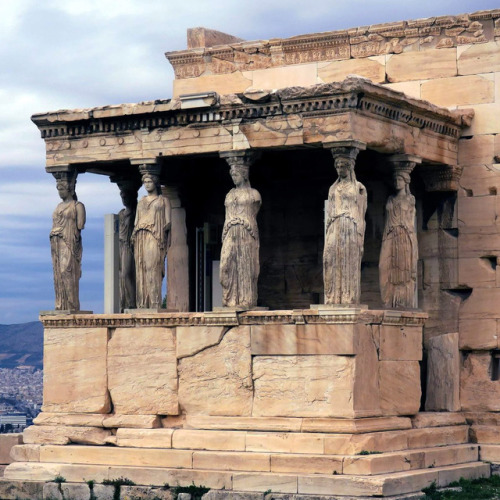 sulphuriclike:AlcamenesPorch of the Caryatids, Erechtheion, Acropolis of Athens421 BC 406 BC