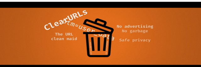 a banner for ClearURLs, the URL clean maid. it's a browser extension that deletes all the little tracking bits from a URL so you don't have to do it yourself.