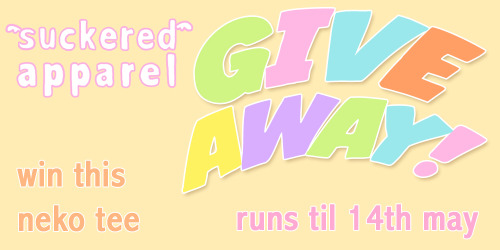 suckeredapparel:  Hey! All you gotta do is1. Follow us! @suckeredapparel2. Reblog this post!3. Give our shop a lil look! ໒( ♥ ◡ ♥ )७www.suckeredapparel.com