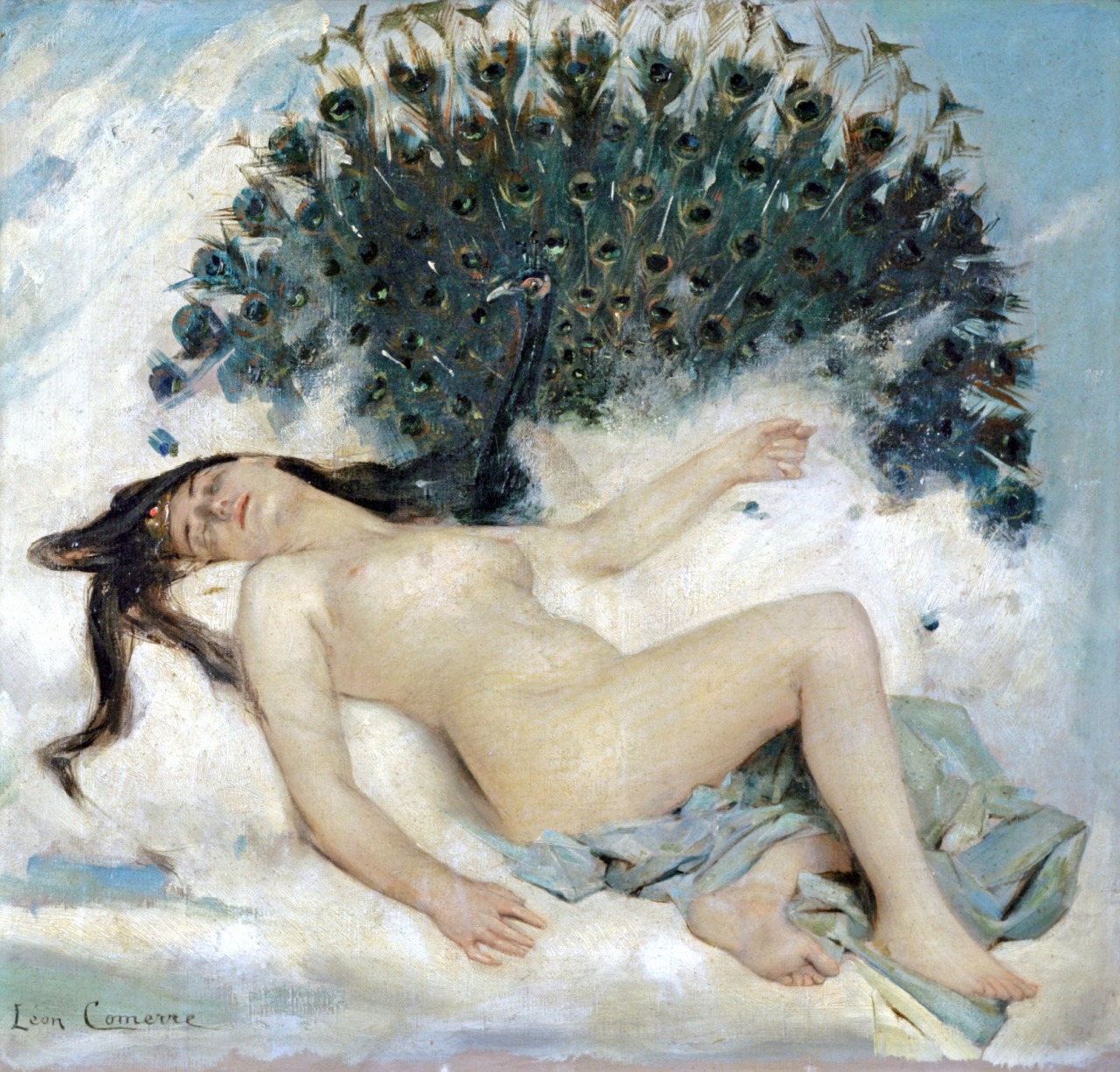 wonderingaesthetic:  An Odalisque with a Peacock by Léon François Comerre (10 October