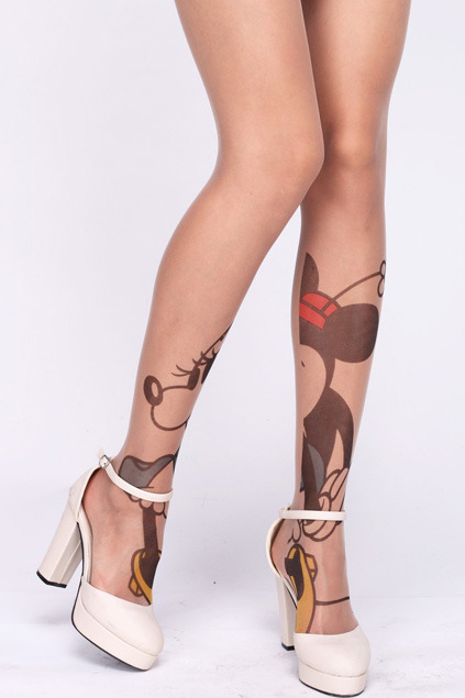 fashionpassionates:  Get yours: NUDE GUN PRINT TIGHTS Get yours: MINNIE TATTOO TIGHTS