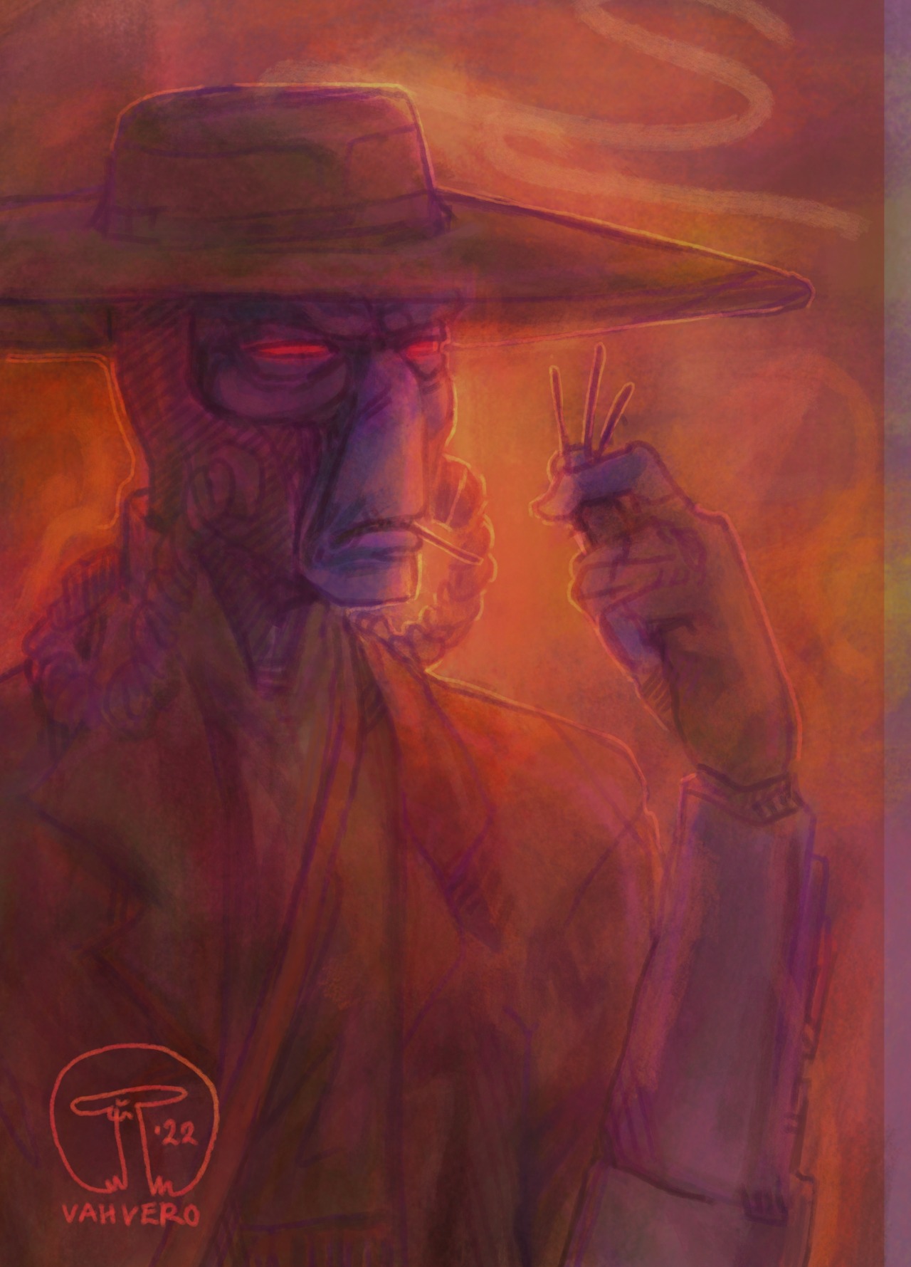Here with my latest blorbo obsession #cad bane#star wars#clone wars#sw#sw cw #the man loves his toothpicks #my art#vahvero#krita #a break from editing a video for schoolwork turned into bane hours dont judge me